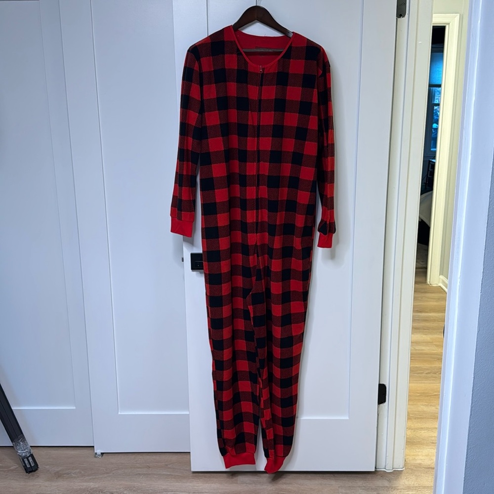 Red & Black Lumberjack Onesie Size L